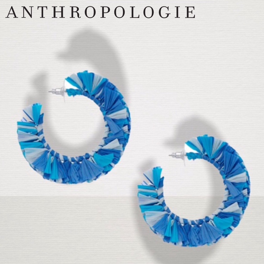 Anthropologie Raffia Statement Hoop Earrings